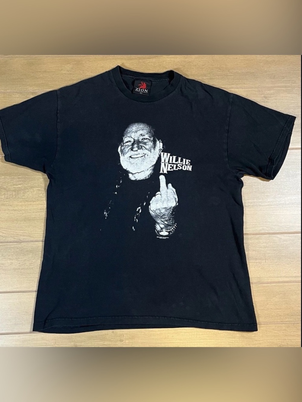 Vtg Willie Nelson Middle Finger Tshirt Zion Tag Graphic Tee Sz L